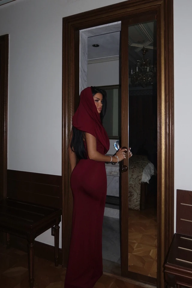 Picture of Claret Red Basic Long Dress