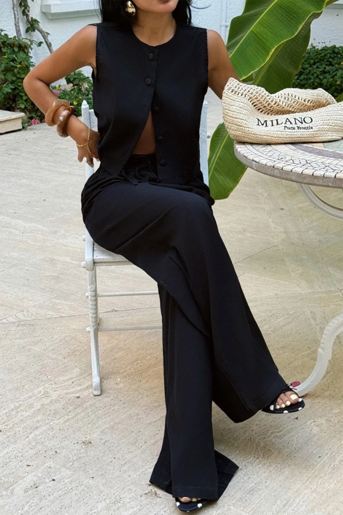 Picture of Black Button Detail Dress