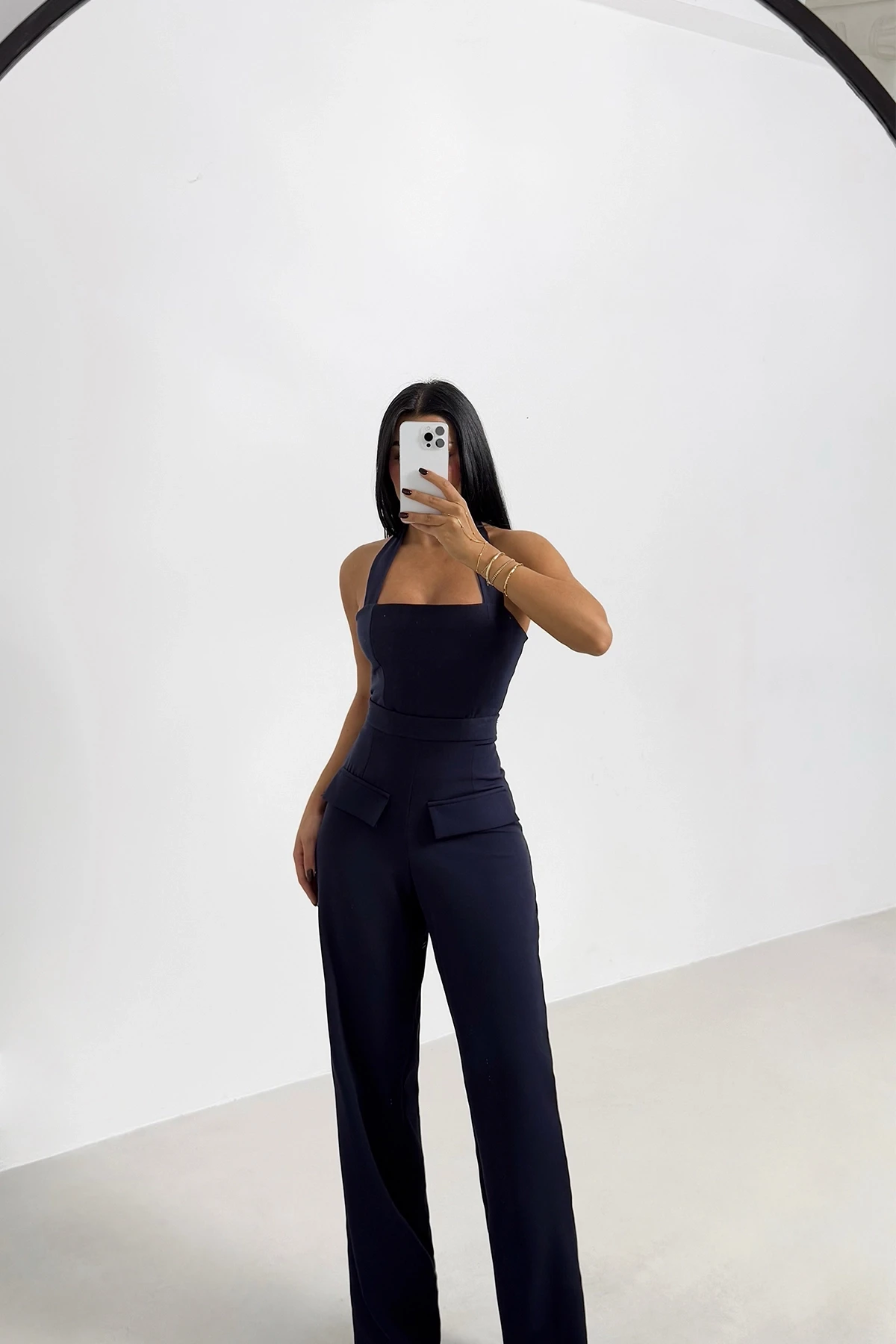 Picture of Navy Blue Pocket Detailed Trousers Suit