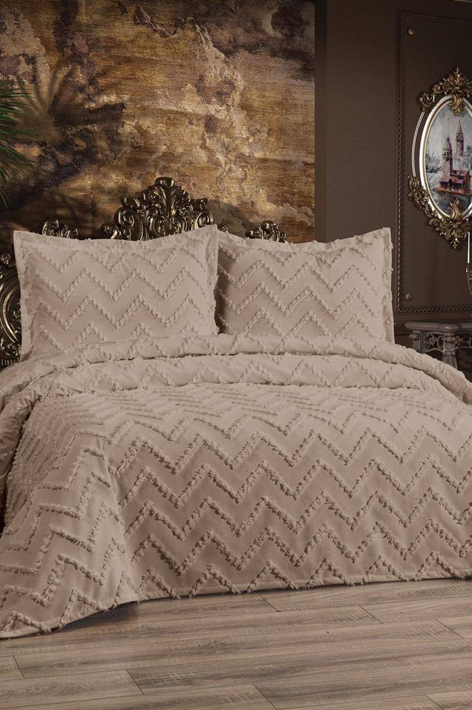 Picture of Çeyiz Diyarı Zigoks 3 Parça Çift Kişilik Pike Takımı Bej