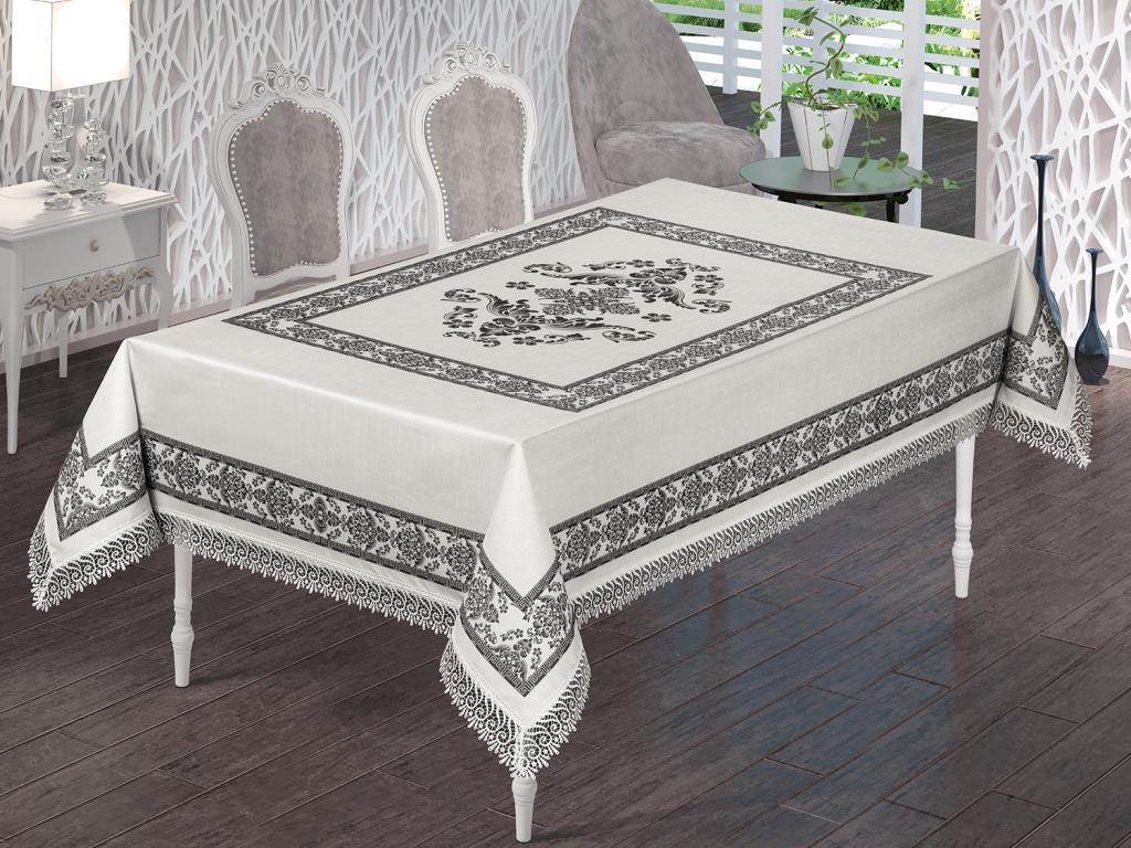 Picture of Suna Dantelli Dikdörtgen Baskılı Masa Örtüsü