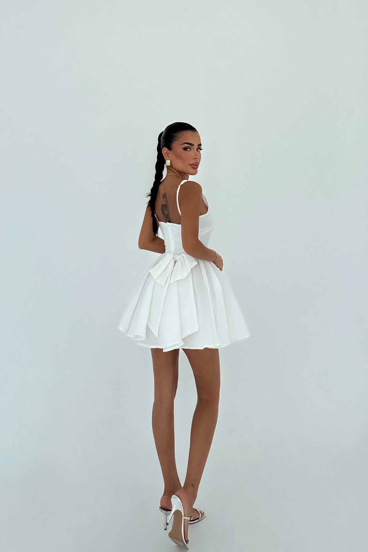 Picture of White Nolan Back Bow Detail Mini Dress