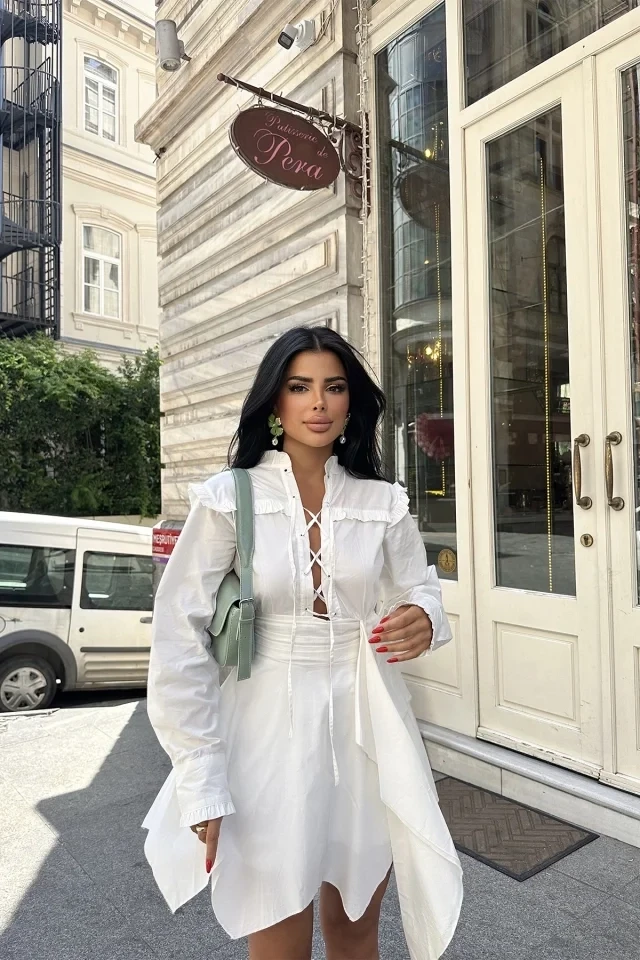 Picture of White Tie-Up Mini Dress