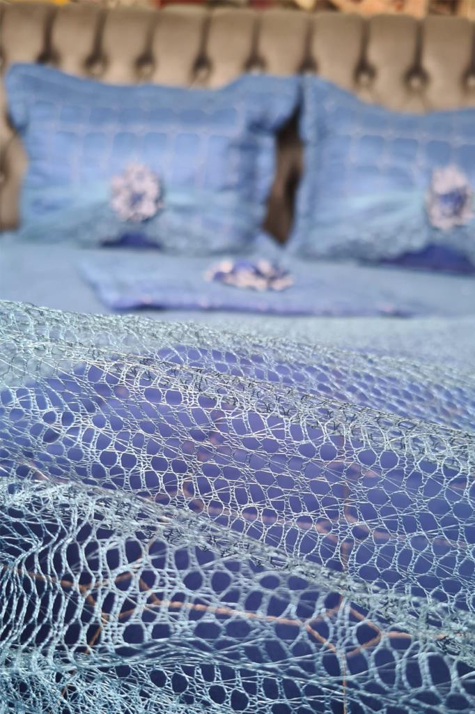 Picture of Elegant Çift Kişilik Yatak Örtüsü Takımı Lacivert