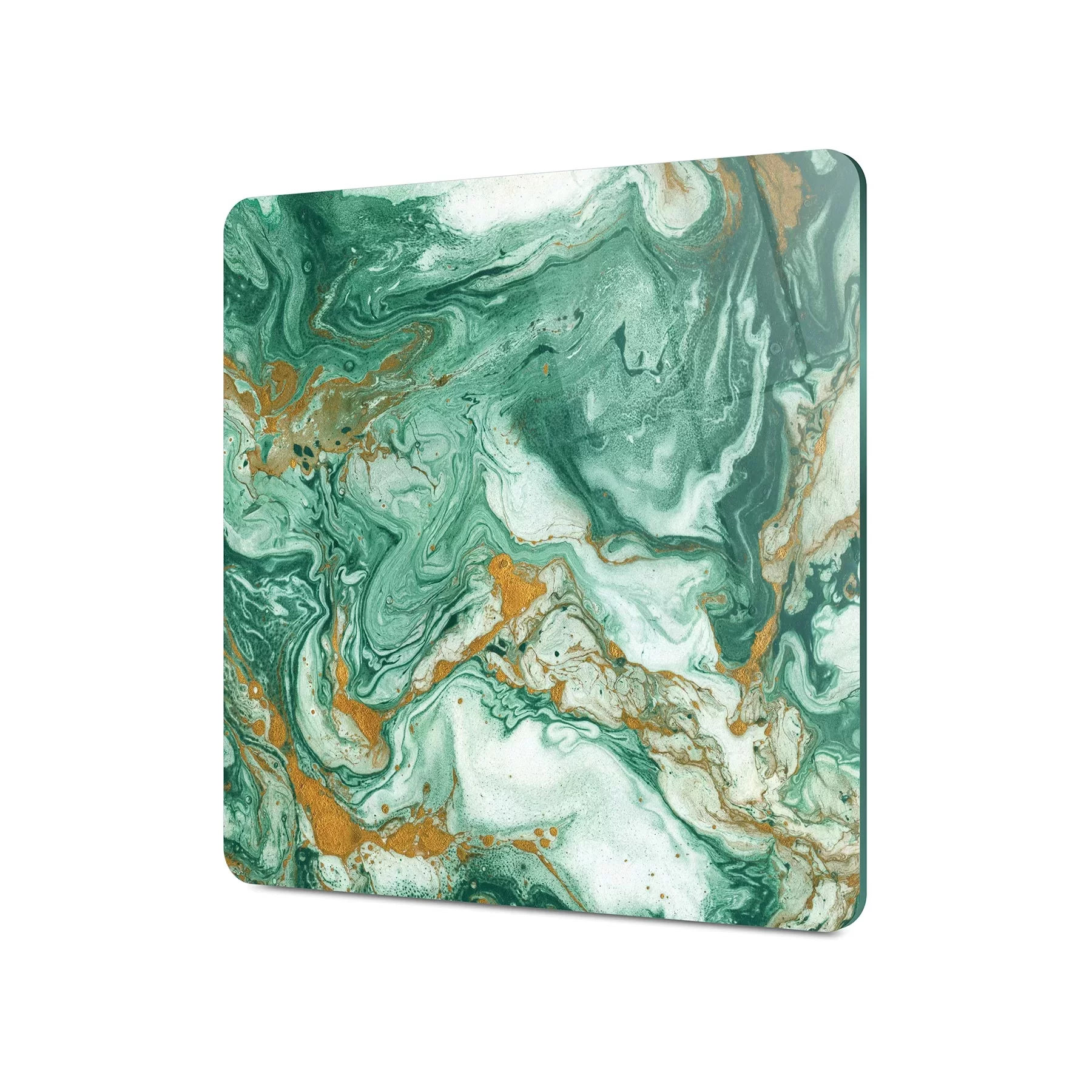 Picture of Decovetro Cam Kesme Tahtası ve Sunumluk Kare Yeşil Gold Mermer Desenli 30x30 Cm
