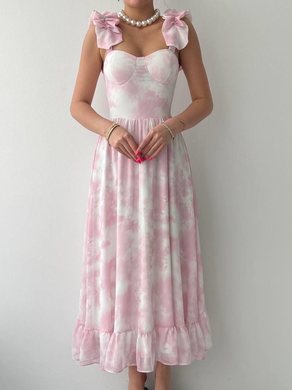 Picture of Gera İp Askı Büzgülü Elbise