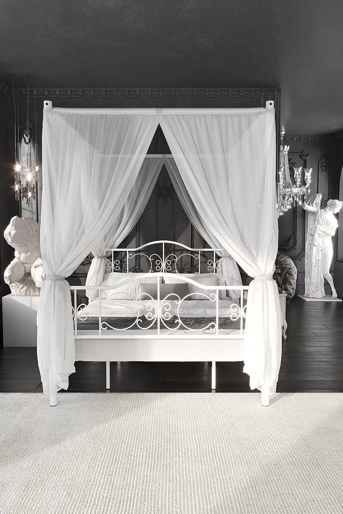 Picture of Pero Sultan Tek Kişilik Başlıklı Metal Karyola (CİBİNLİKSİZ) Beyaz