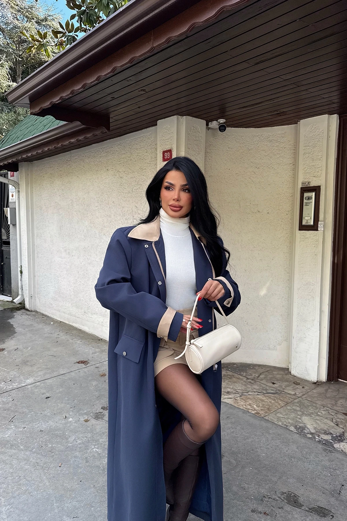 Picture of Navy Blue Aldabella Trench Coat