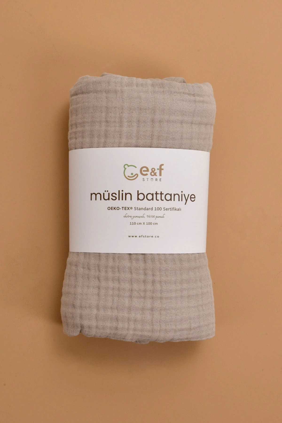 Picture of 4 Katlı Organik Müslin Bebek Battaniyesi - Bej