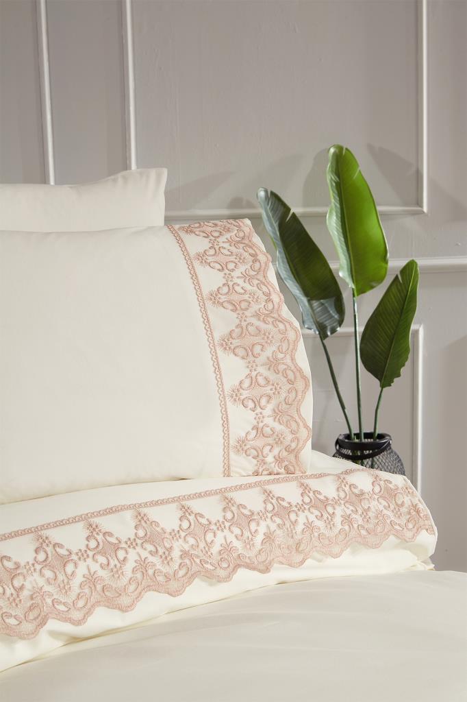 Picture of Fransız Dantelli Fidan Çeyizlik Nevresim Takımı Krem Cappucino