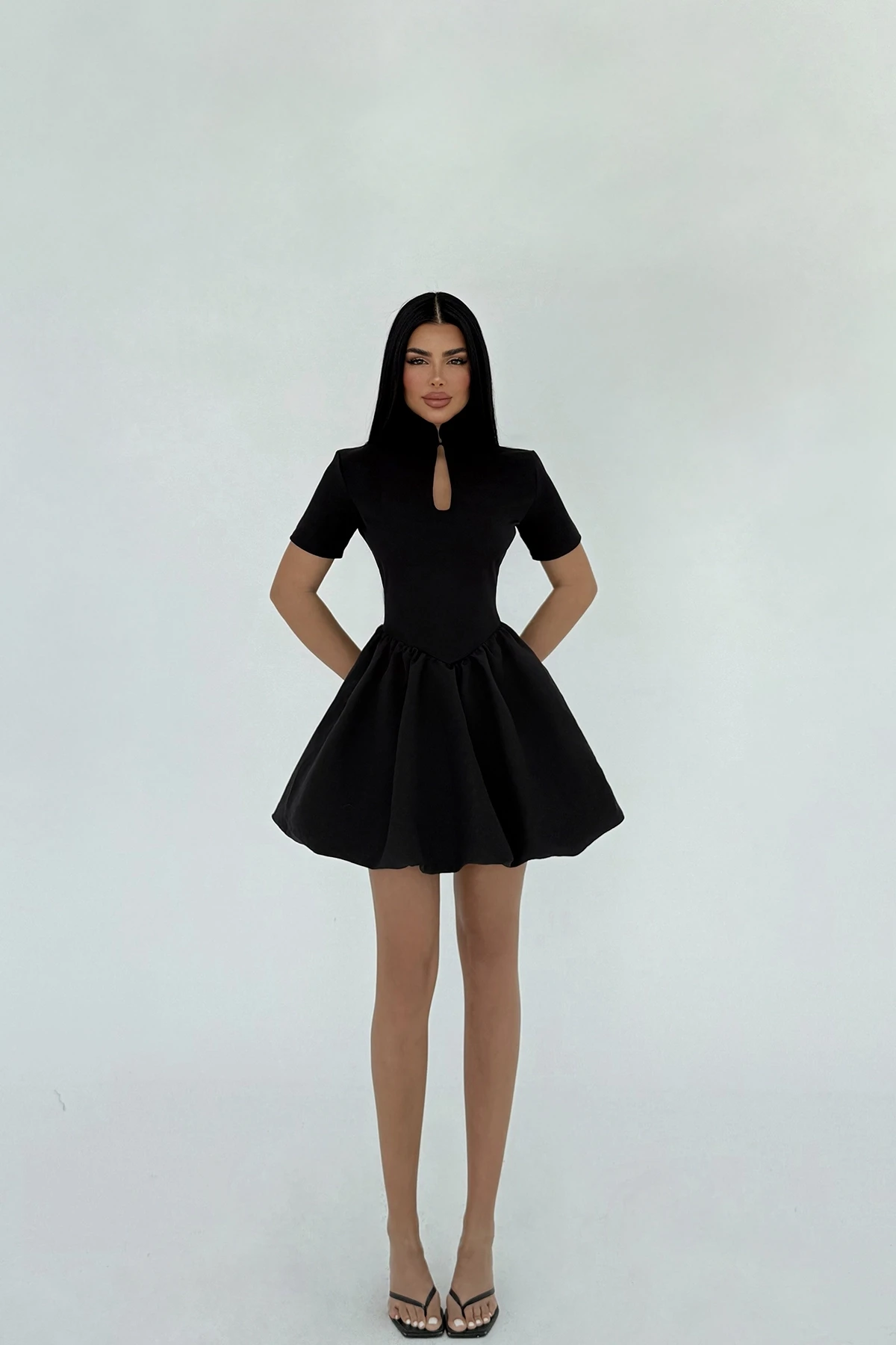 Picture of Black Window Detail Mini Dress