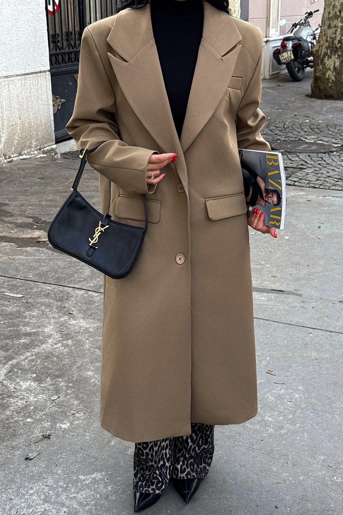 Picture of Tan Front Buttoned Pocket Detail Coat