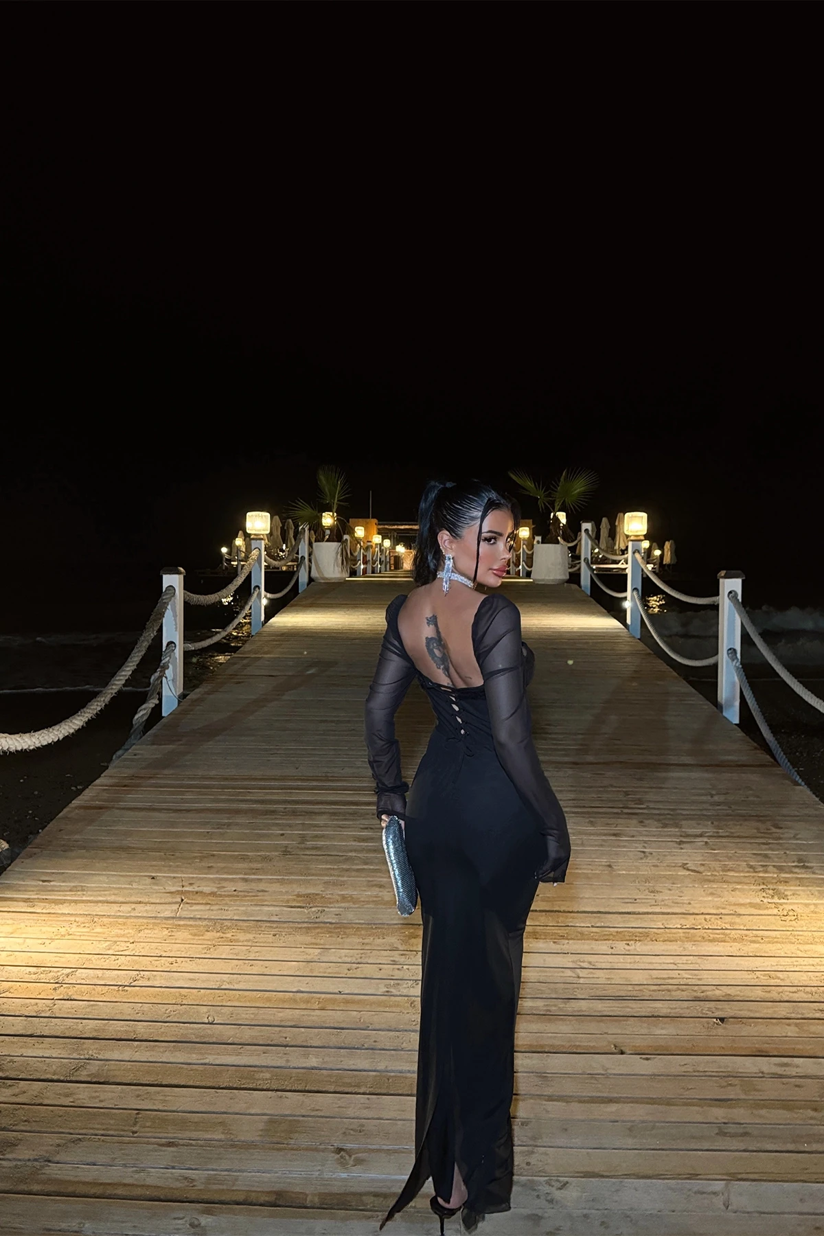 Picture of Black Swirl Lace Dress