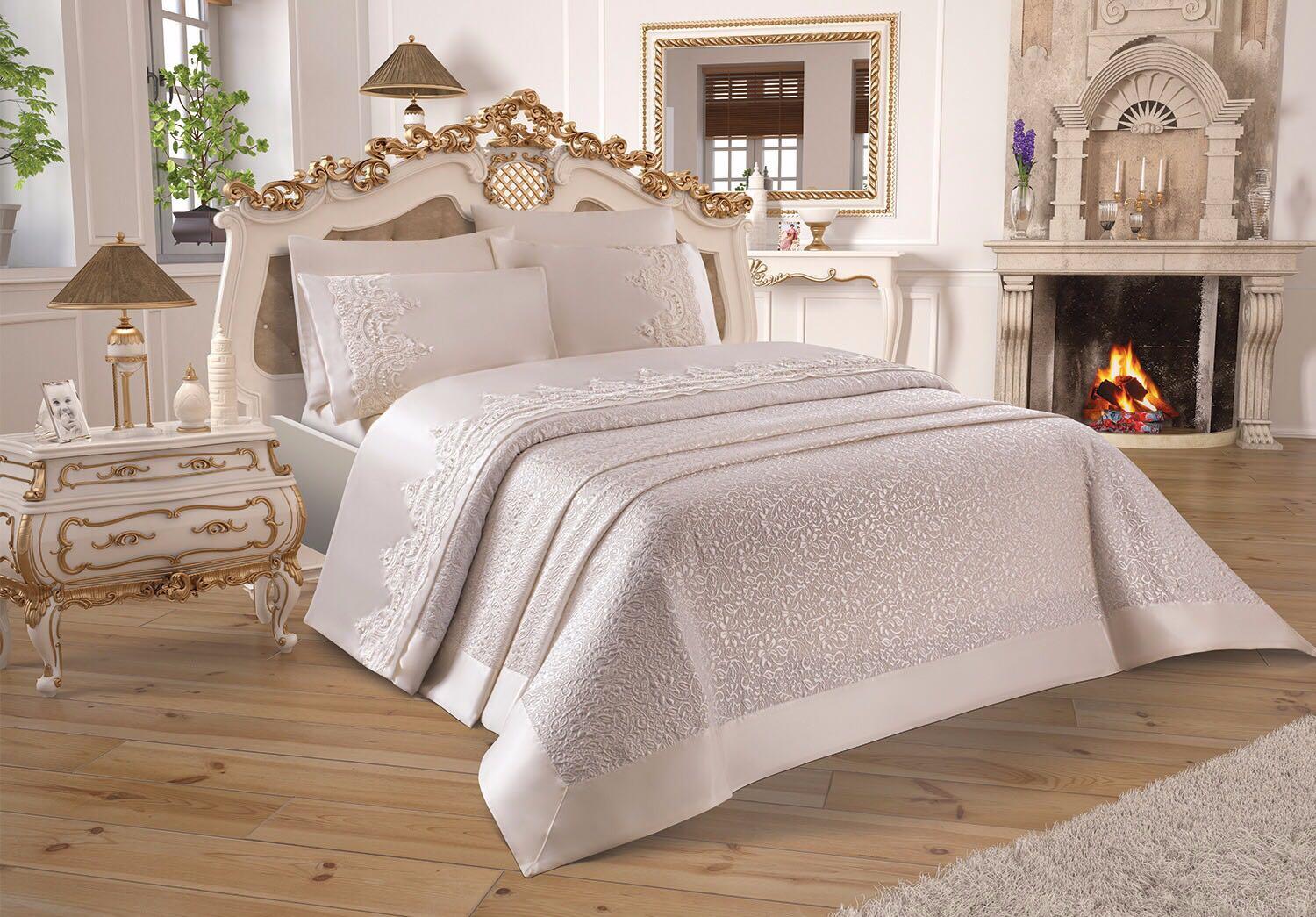 Picture of Çeyizdiyarı Fransız Güpürlü Diana Pike Takımı Krem