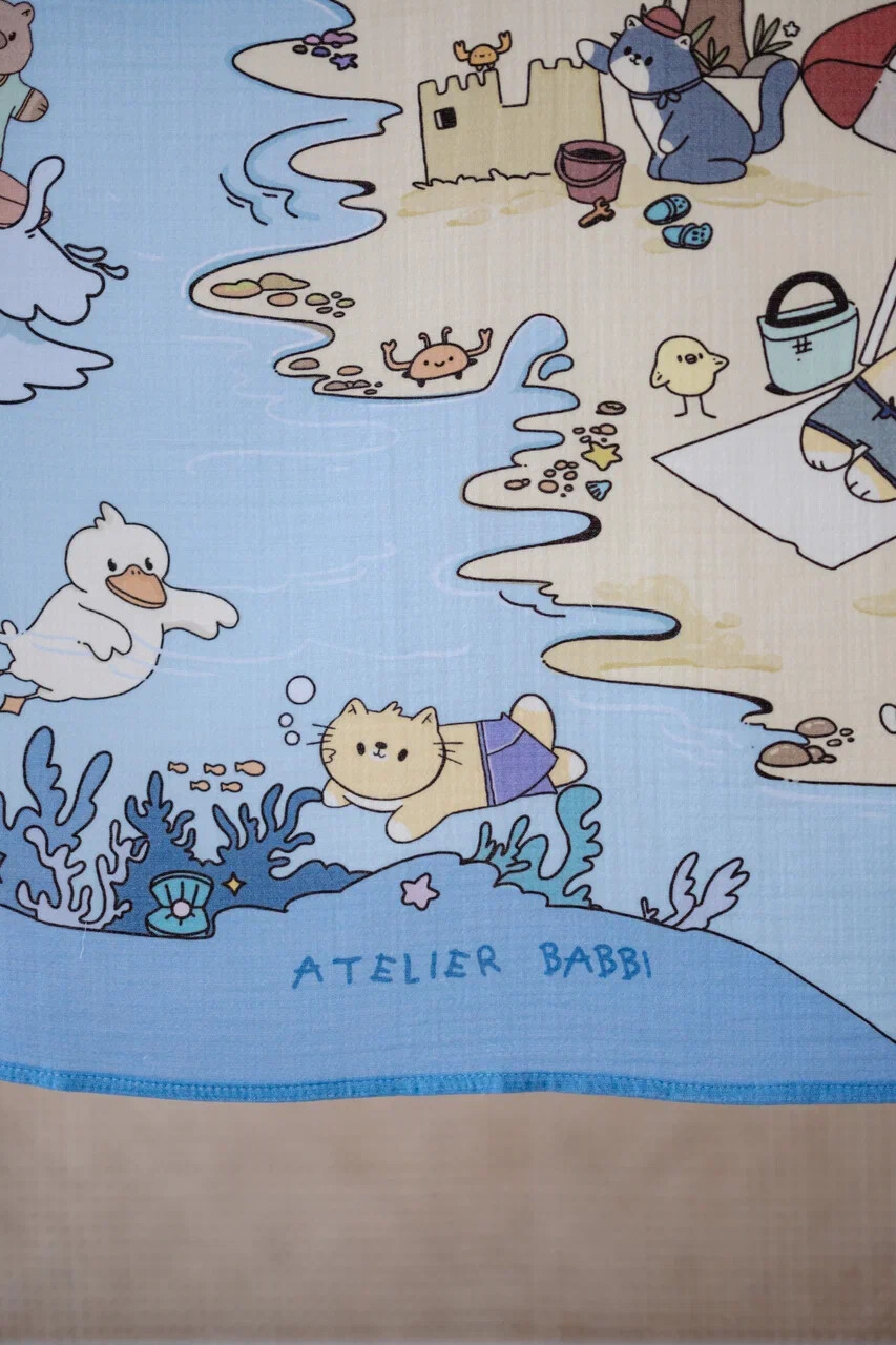 Picture of Çift Katlı Müslin Bebek Örtüsü - Sahil / Erkek