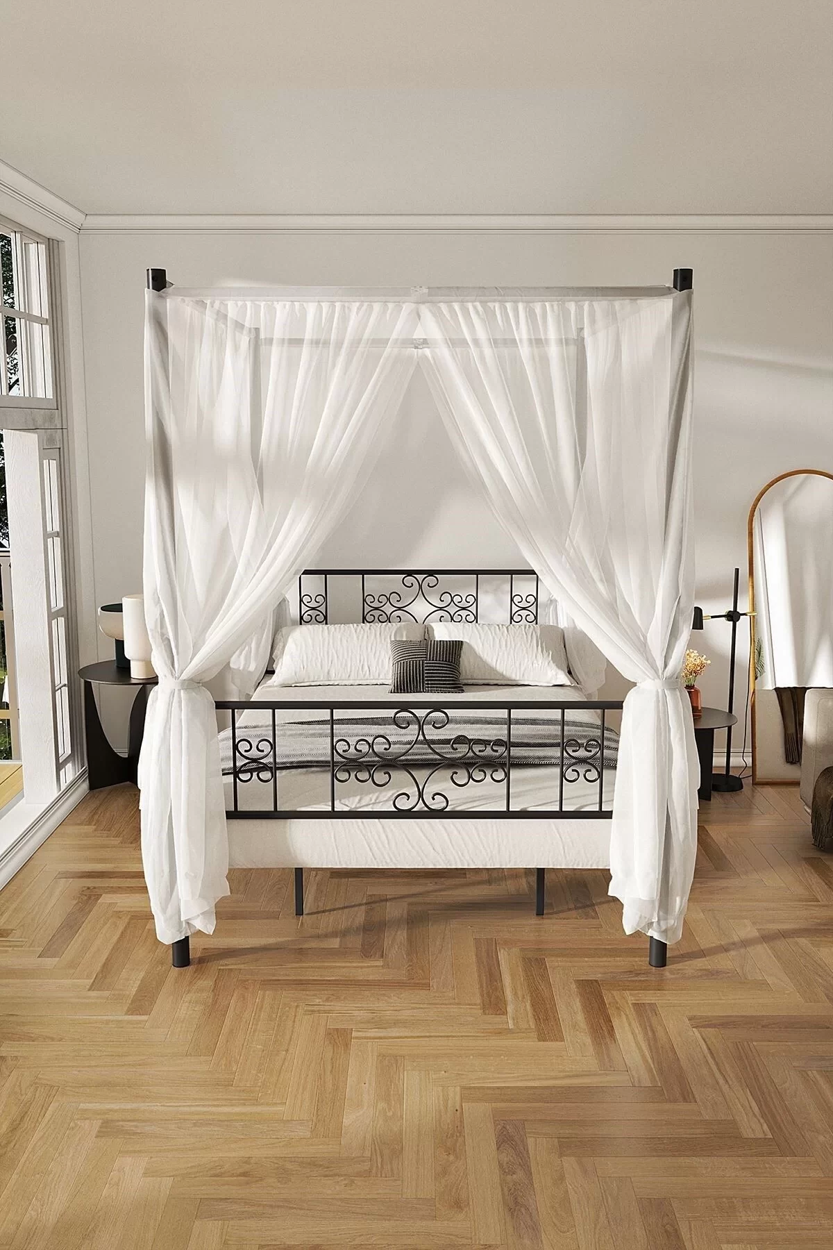 Picture of Stella Sultan Başlıklı Çift Kişilik Ferforje Metal Karyola (CİBİNLİKSİZ) Siyah