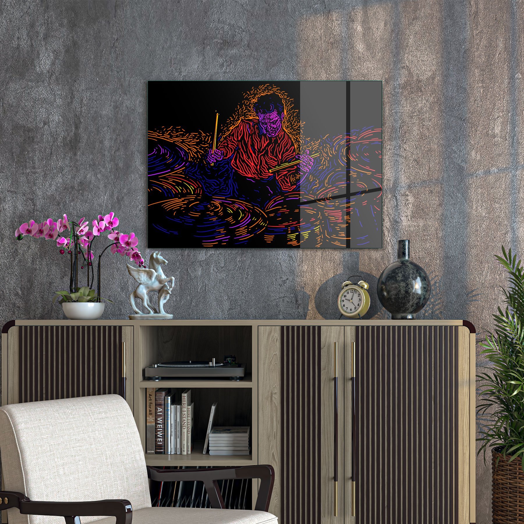 Picture of Decovetro Cam Tablo Jazz Drummer 70x100 cm