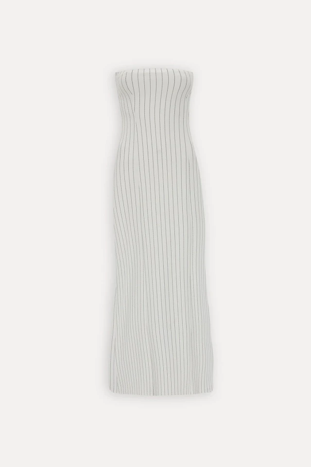 Picture of White Strapless Striped Dress