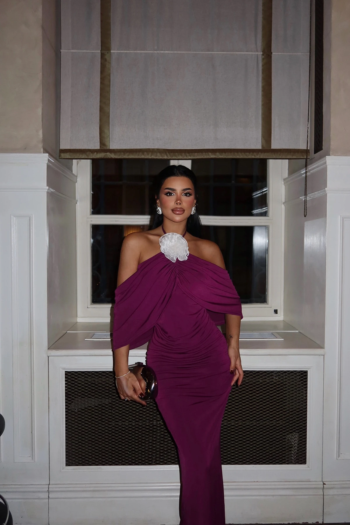 Picture of Purple Rose Detail Long Dress