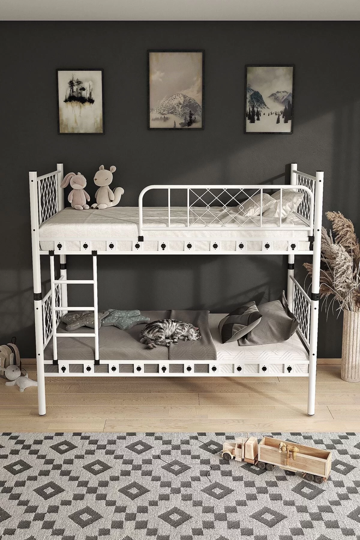 Picture of Metis Genç Çocuk Yatak Odası Metal Ranza Ve Karyola 90x200