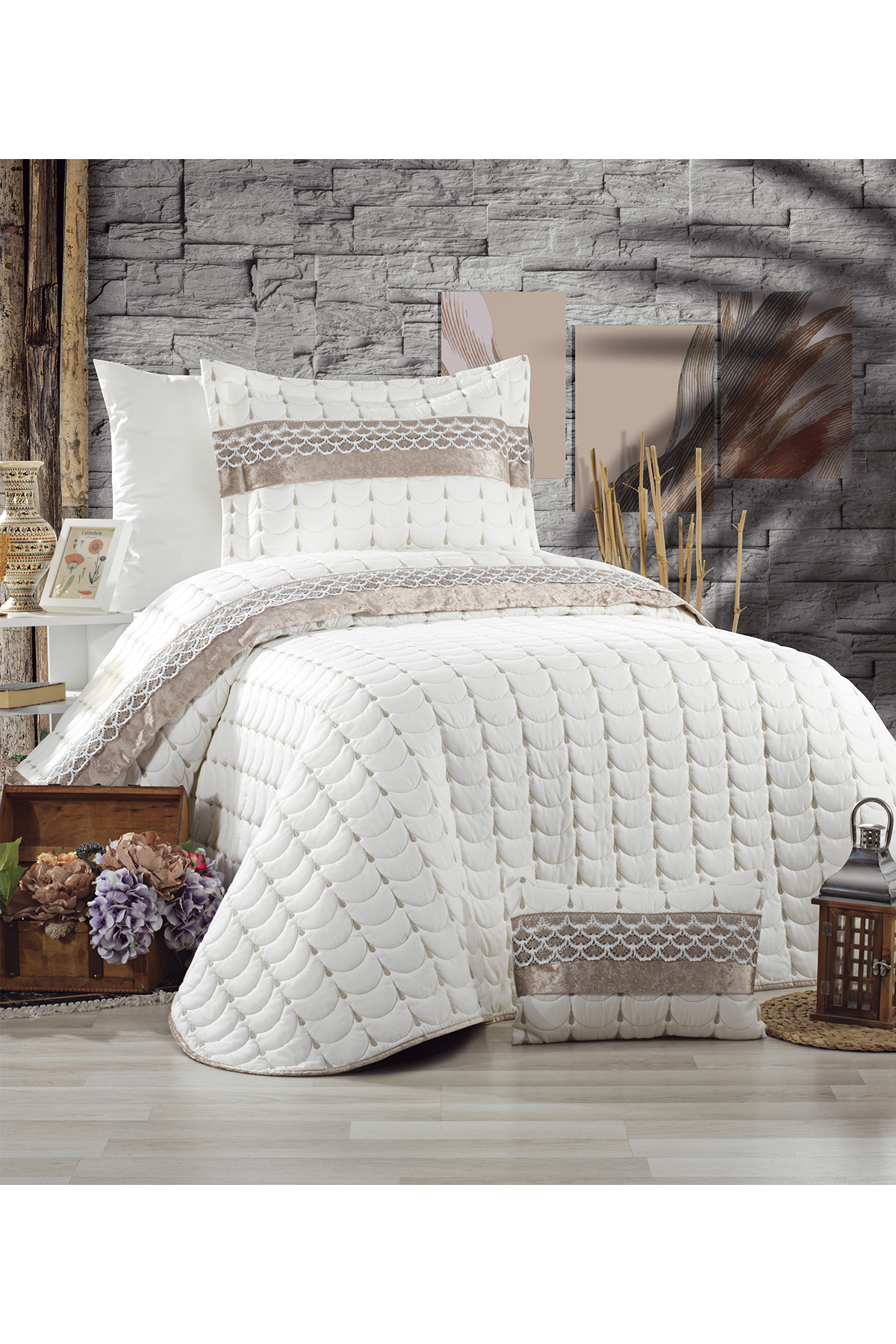 Picture of Colors Micro Tek Kişilik Yatak Örtüsü Krem Cappucino