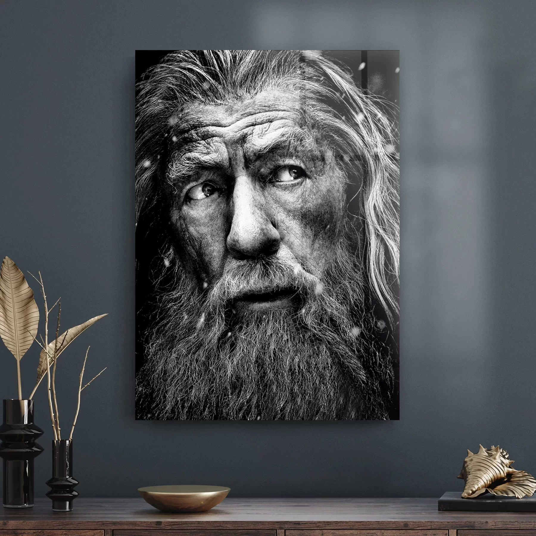 Picture of Decovetro Cam Tablo Siyah Beyaz Gandalf 30x40 cm