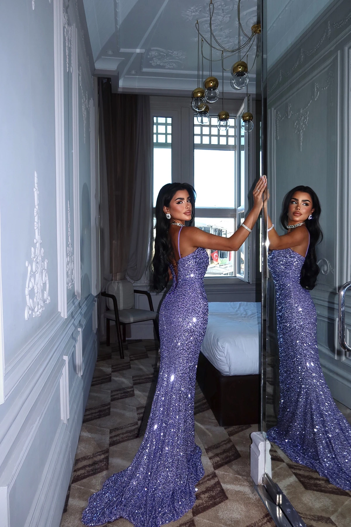 Picture of Purple Strapless Long Dress