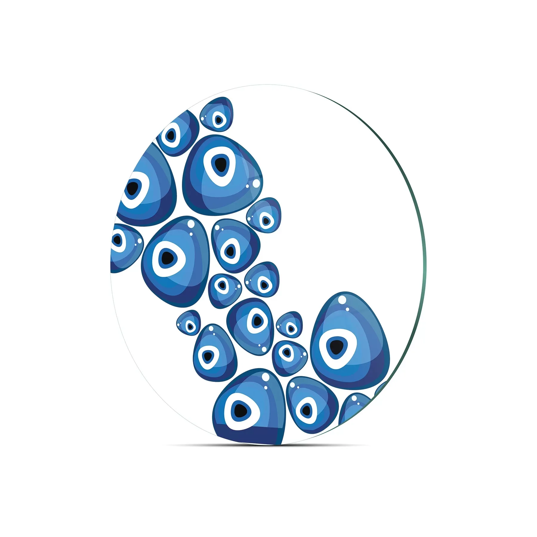 Picture of Decovetro Cam Kesme Tahtası ve Sunumluk Yuvarlak Nazar Boncuğu Desenli 30x30 Cm