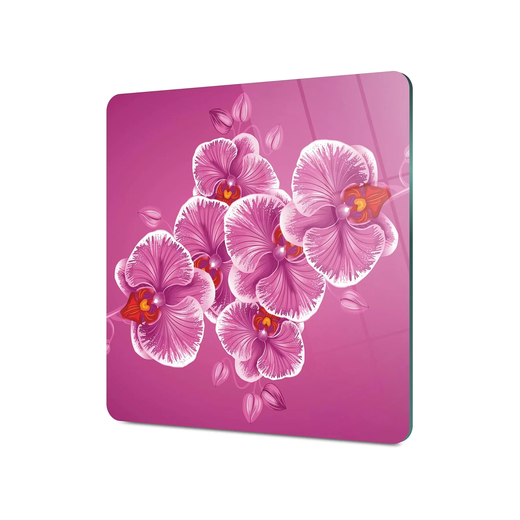 Picture of Decovetro Cam Kesme Tahtası ve Sunumluk Kare Vintage Orkide Desenli 30x30 Cm