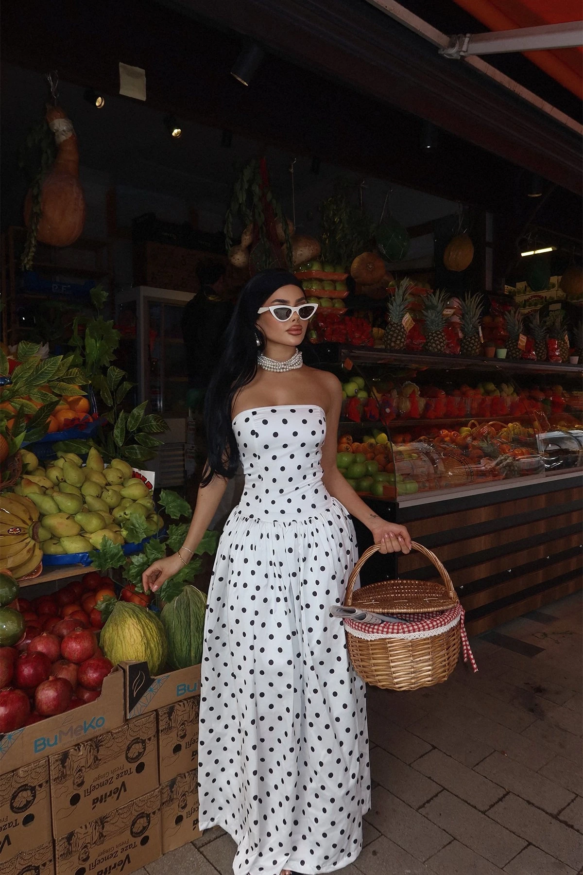 Picture of White Tara Polka Dot Long Dress