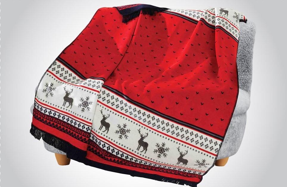 Picture of Dolce Bonita Home Tek Kişilik Pamuklu Çift Taraflı Battaniye 150x200 Carmelo Kırmızı Lacivert