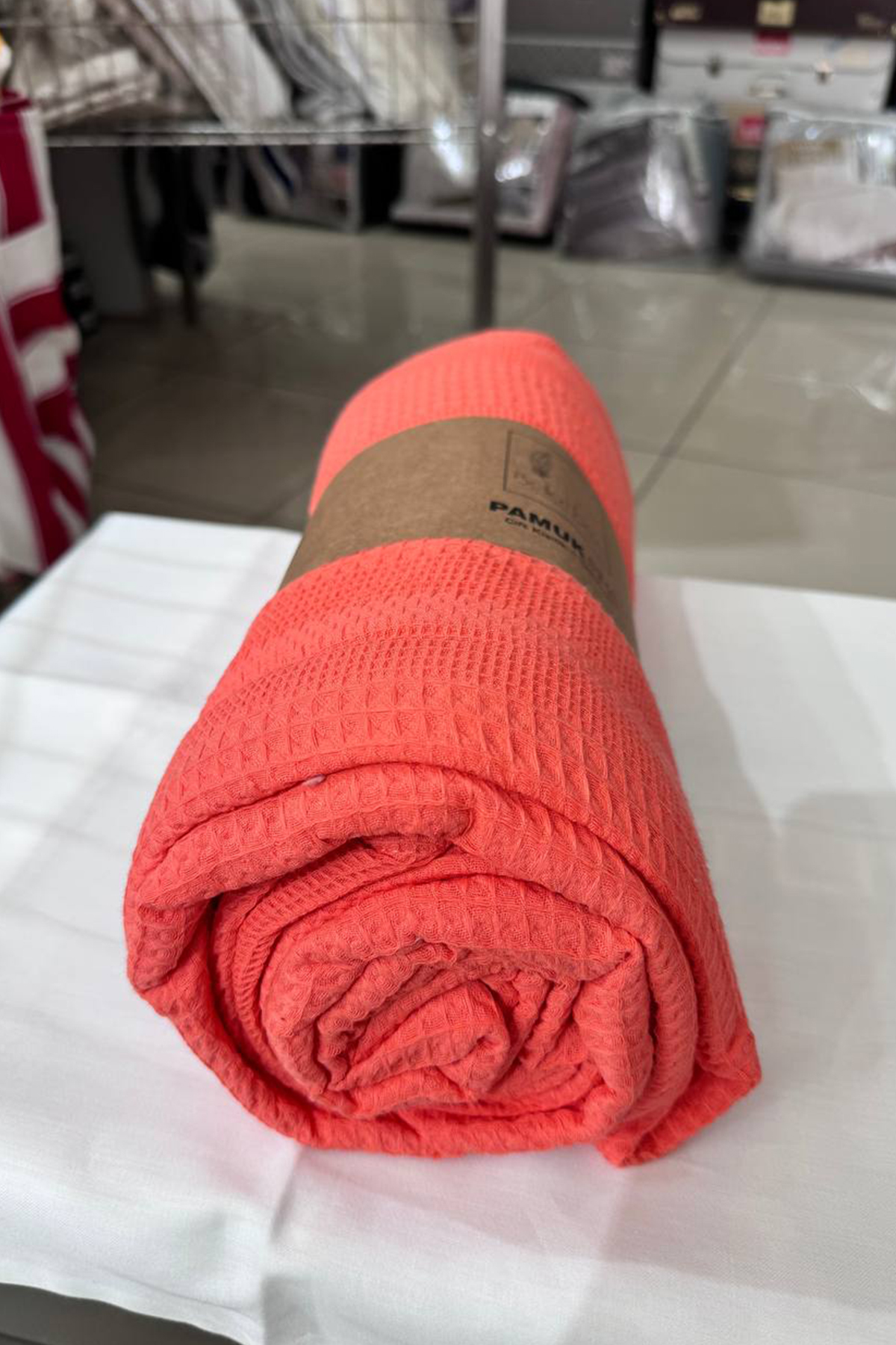 Picture of Çeyiz Diyarı Çift Kişilik Yazlık Pamuklu Tek Pike Turuncu