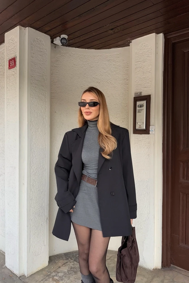 Picture of Black Alessandro Short Trench Coat