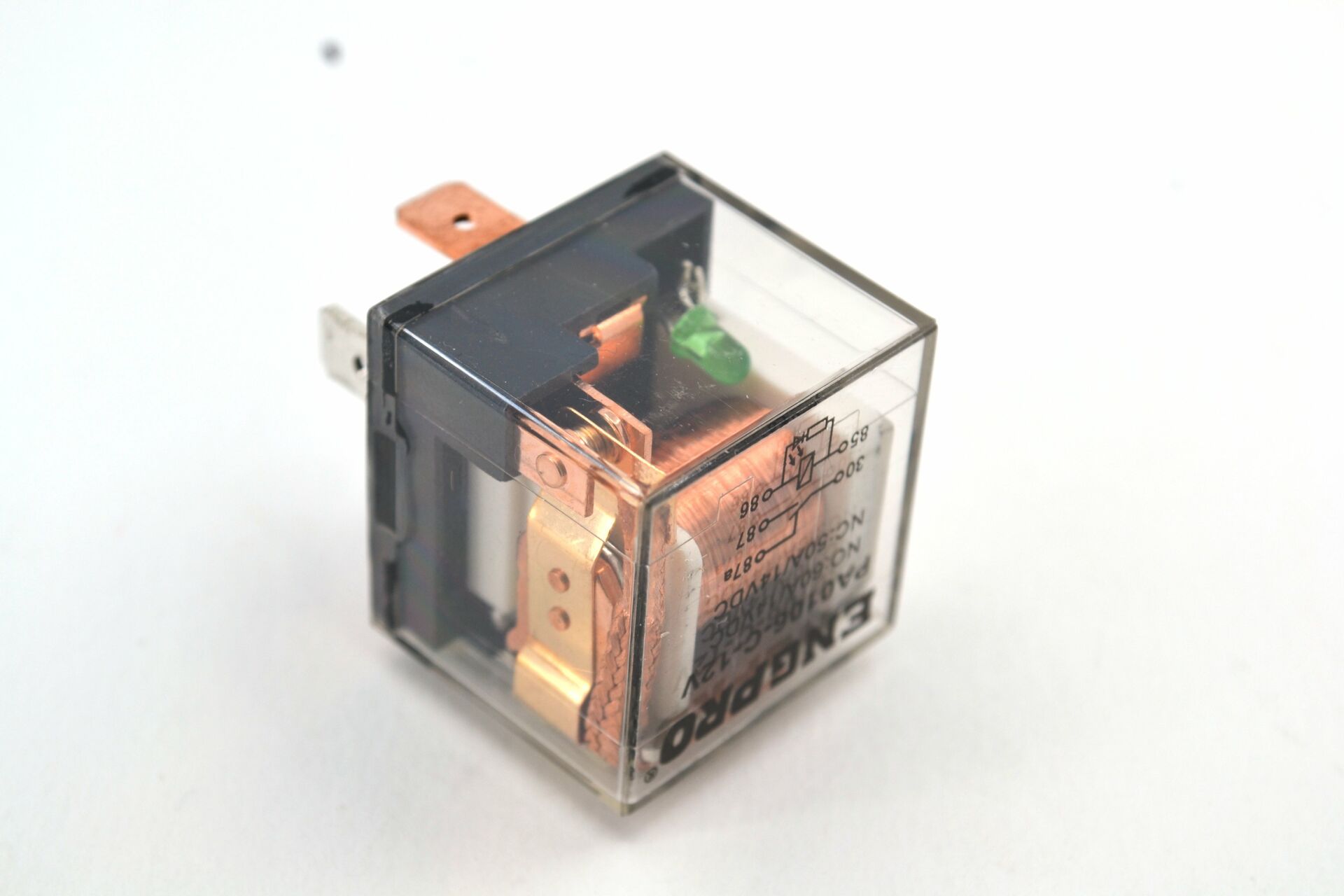 Picture of Şeffaf Mini Röle 5 Fişli Şeffaf Yeşil Ledli 60A 12V