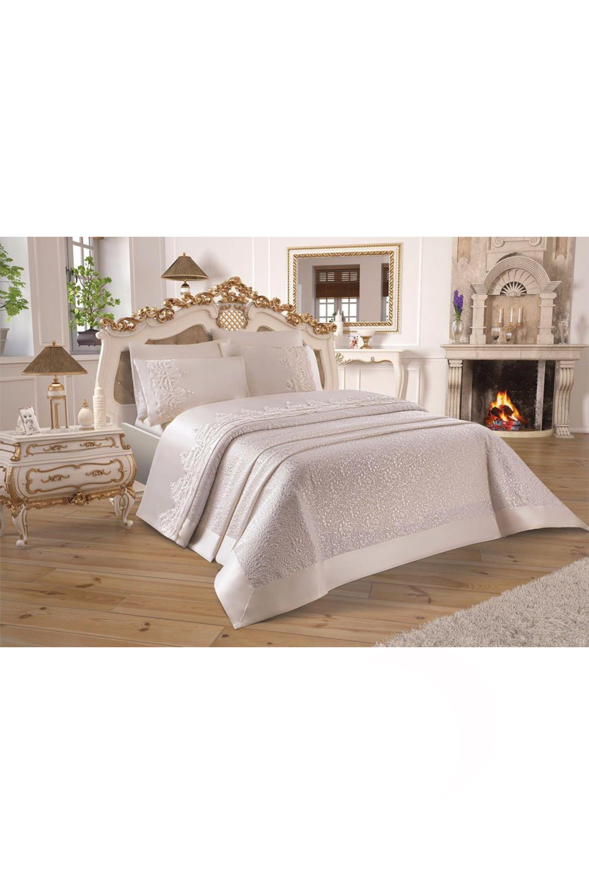 Picture of Çeyizdiyarı Fransız Güpürlü Diana Gelin Seti 7 Parça Krem