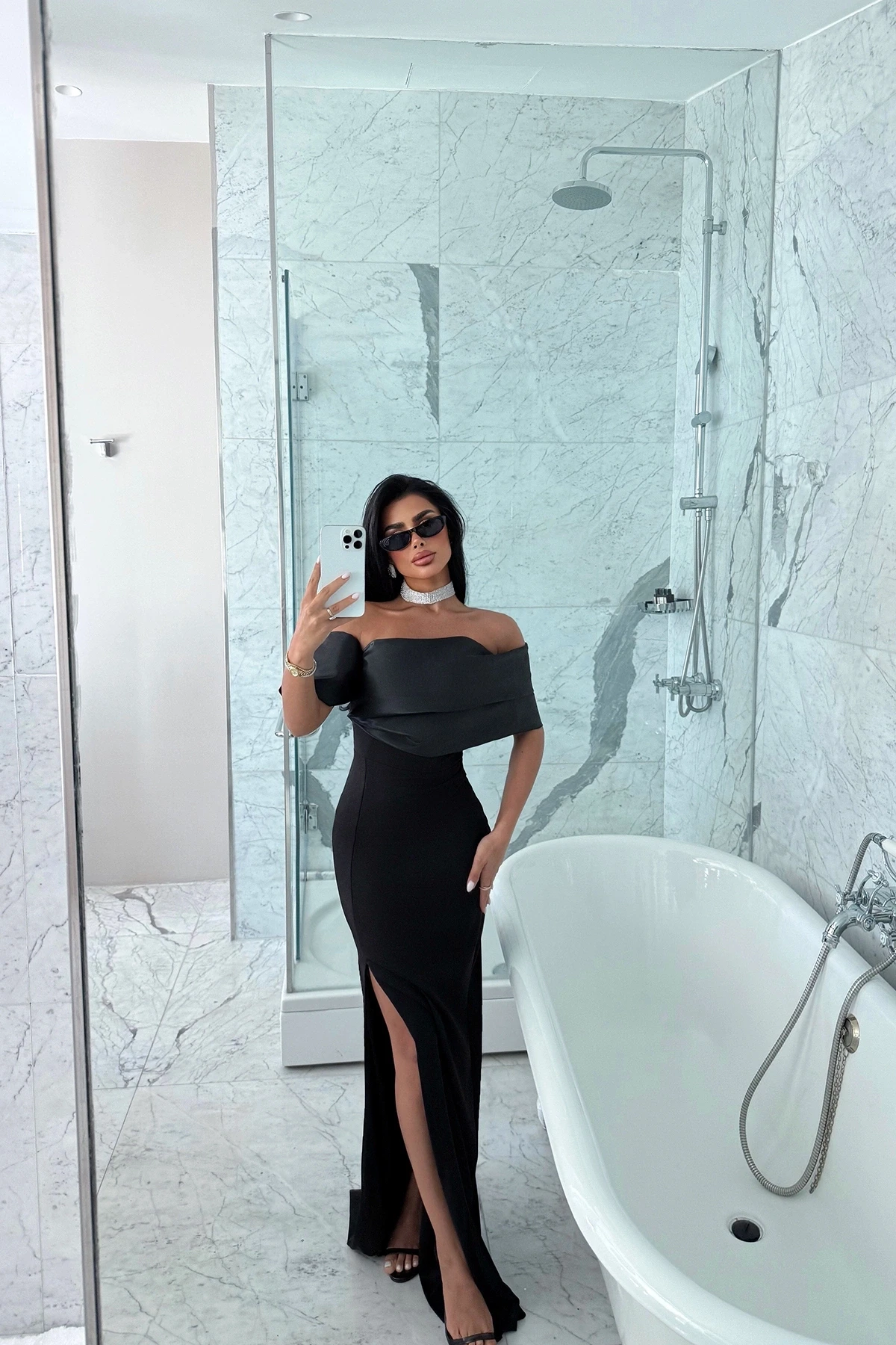 Picture of Black Strapless Long Evening Dress