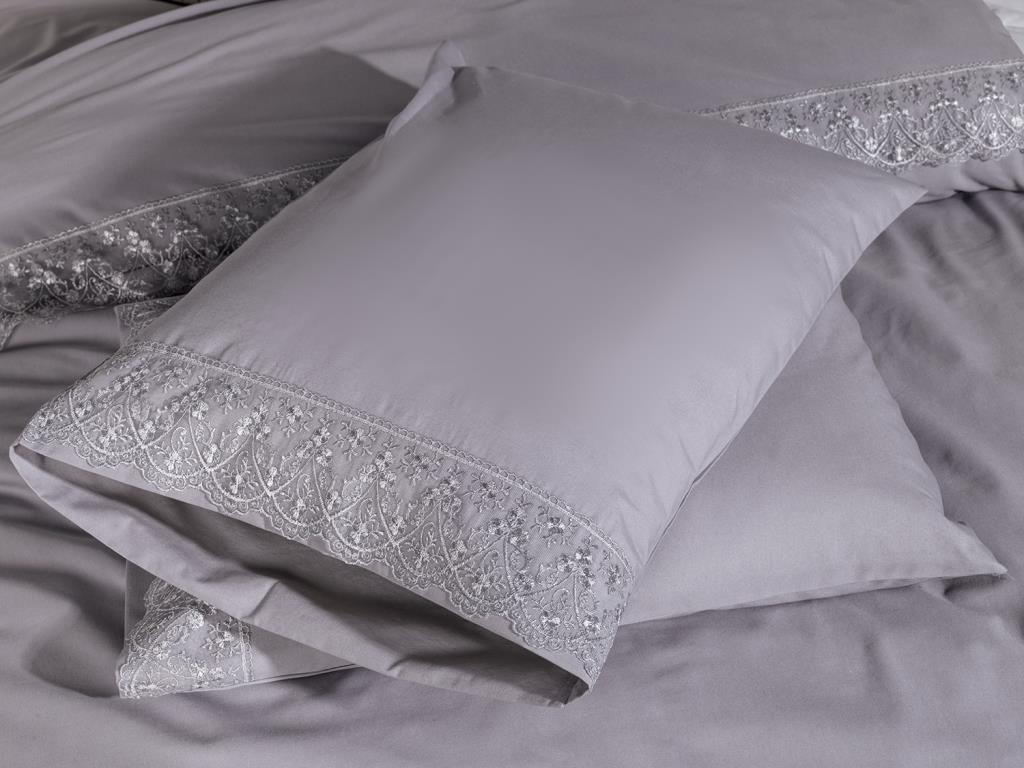 Picture of Fransız Dantelli Patya Çeyizlik Nevresim Takımı Gri