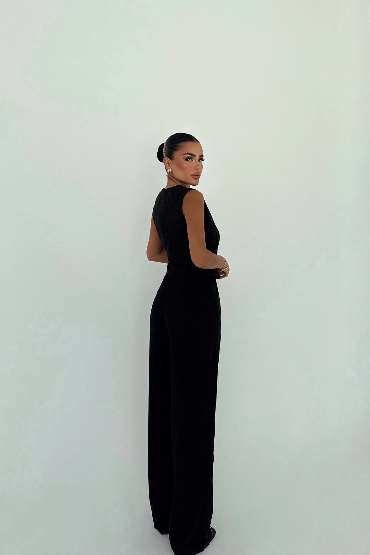 Picture of Black Button Detail Trouser Suit