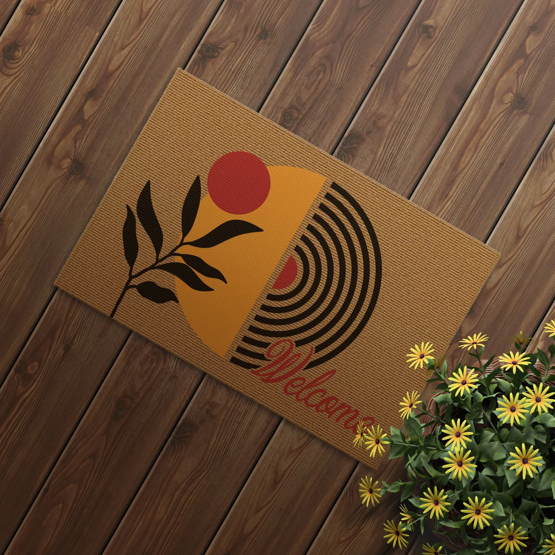 Picture of Decovetro Kapı Önü Halı Paspas Welcome Sarı Desenli 40 x 60 cm