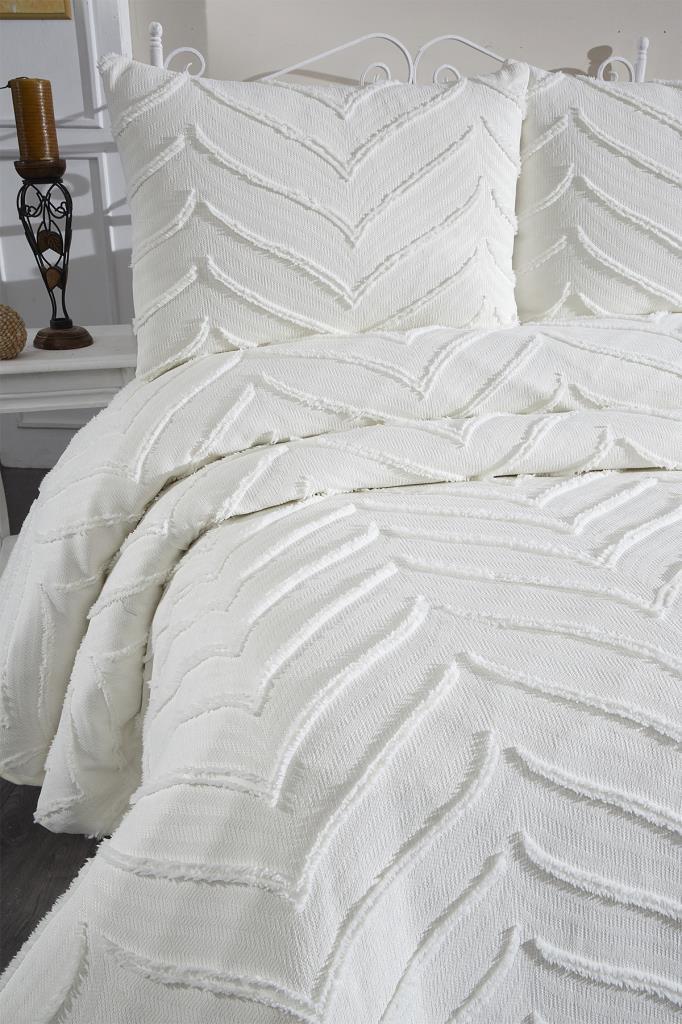 Picture of Çeyiz Diyarı Sementina 3 Parça Çift Kişilik Pike Takımı Krem