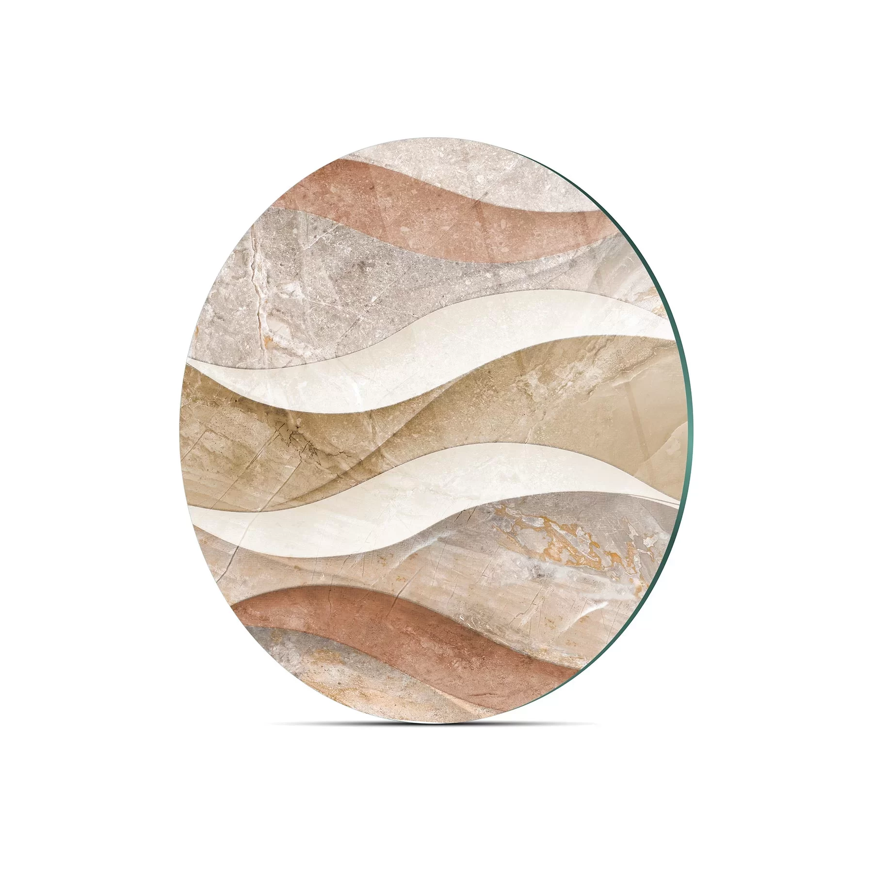 Picture of Decovetro Cam Kesme Tahtası ve Sunumluk Yuvarlak Dalgalı Mermer Desenli 30x30 Cm