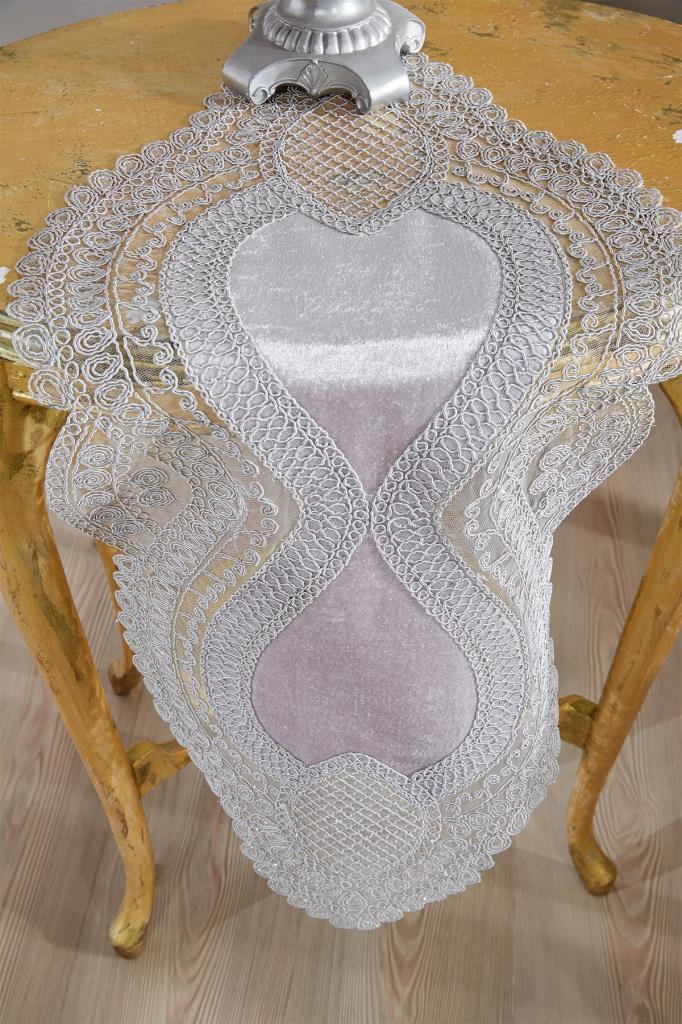 Picture of Fransız Güpürlü Kadife Yağmur Salon Takımı 5 Parça Gri