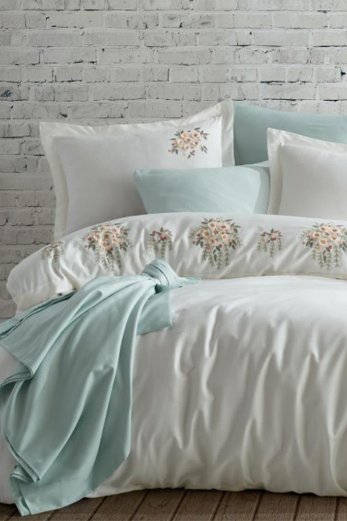 Picture of Fiona Pamuk Saten Nakışlı Nevresim Takımı Ekru