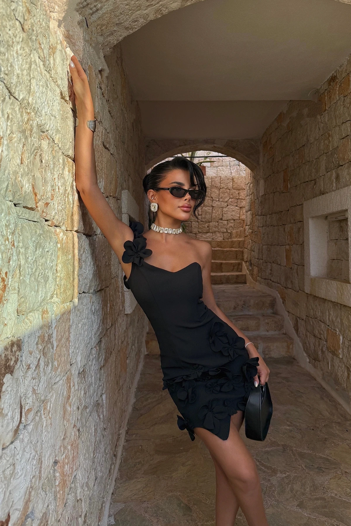 Picture of Black Floral Mini Dress