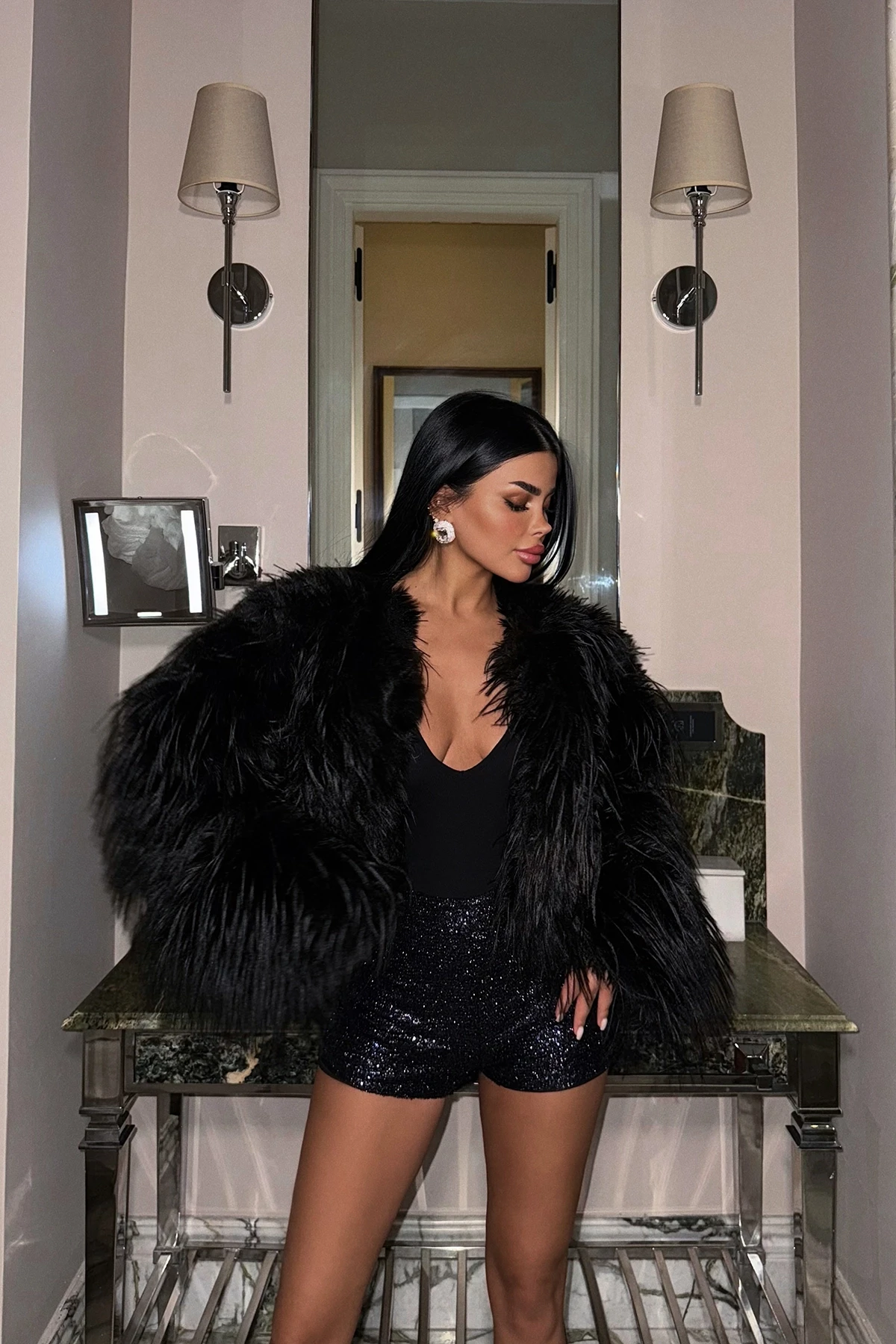 Picture of Purple Sequin Detail Shorts