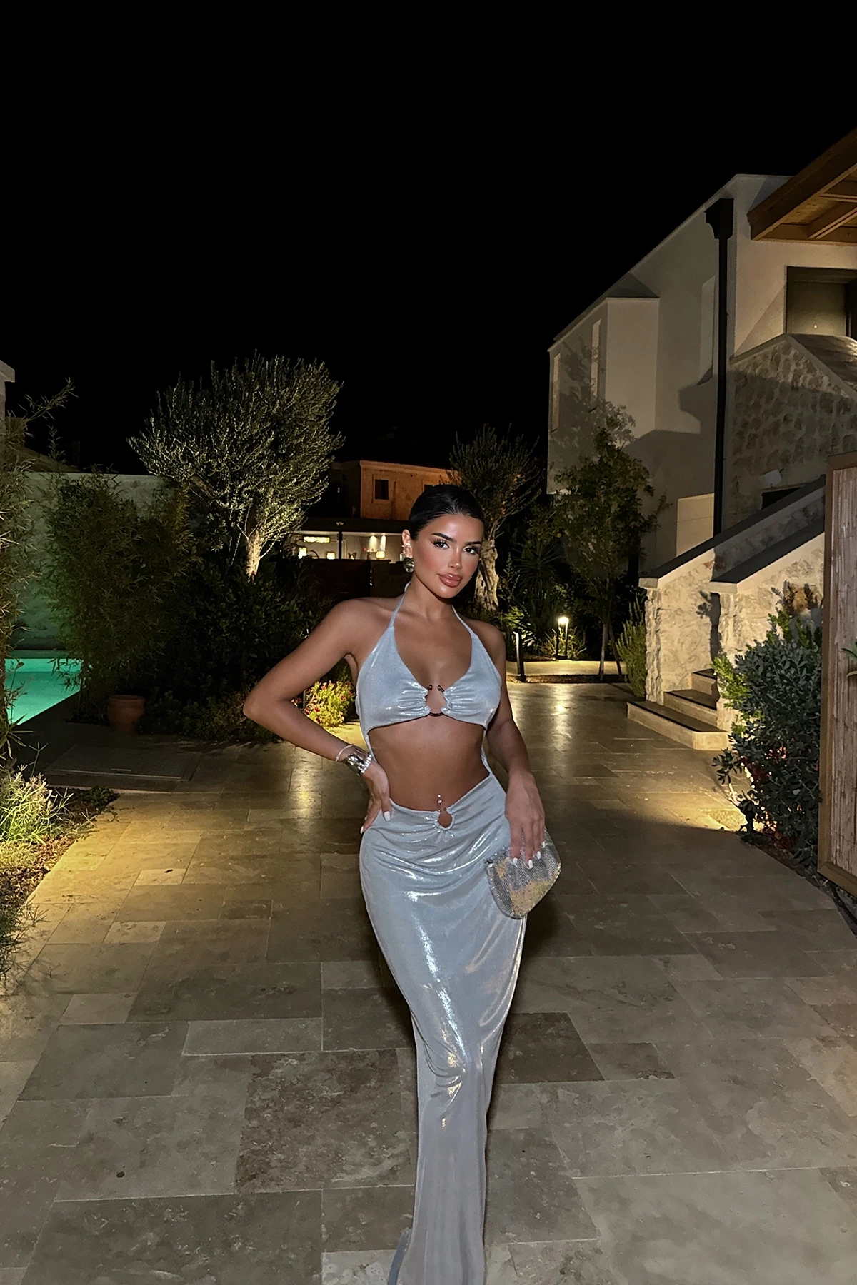 Picture of Gray Halina Shiny Dress