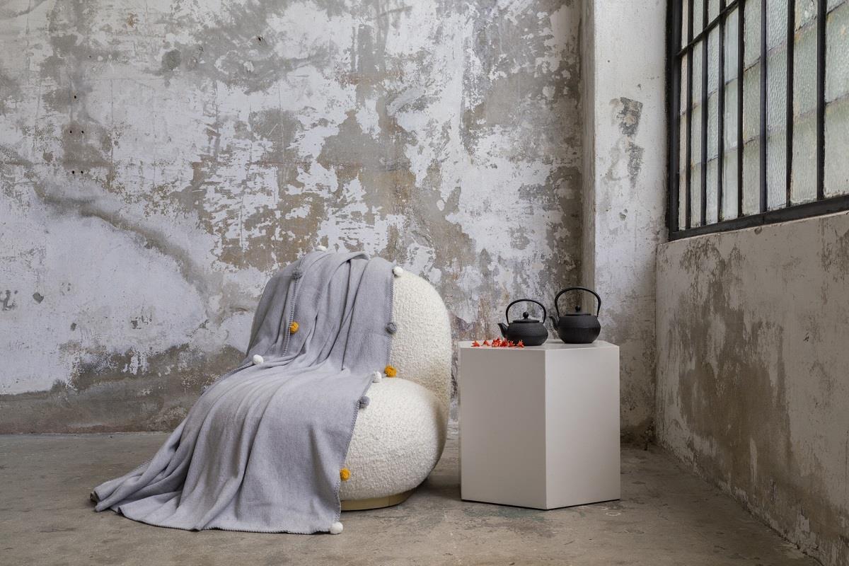 Picture of Dolce Bonita Home Çift Kişilik Ponponlu Pike Battaniye 200x220 Gri