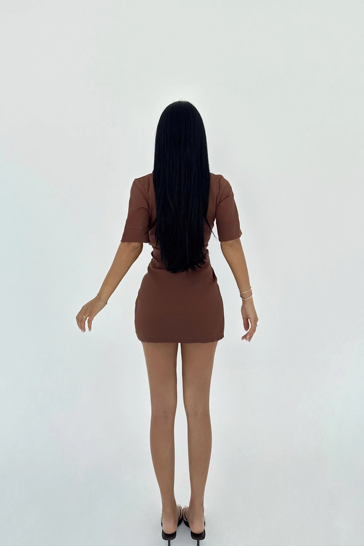 Picture of Brown Shirt Collar Dress