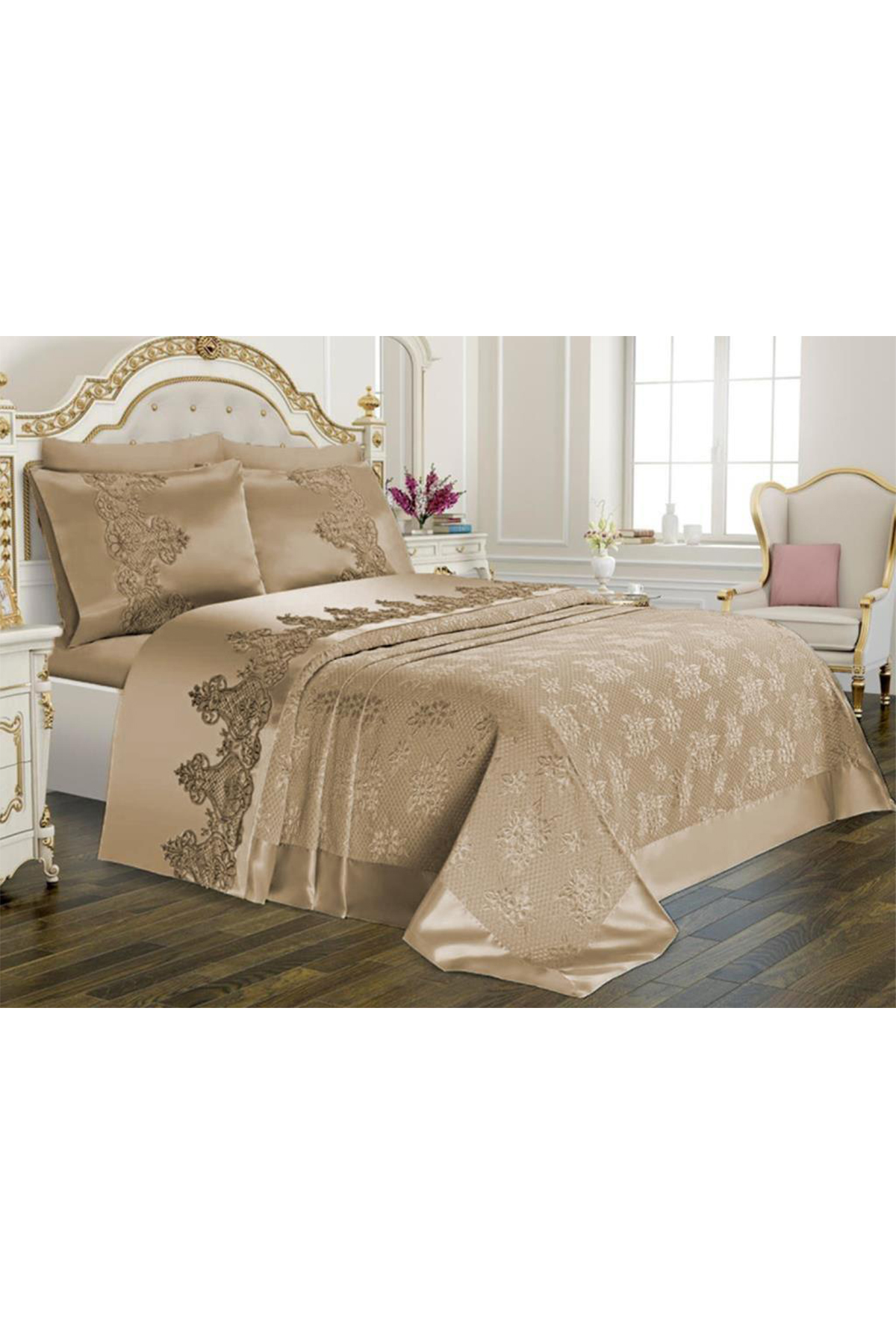 Picture of Çeyizlik Gelin Seti Dubai Sade 7 Parça Bej