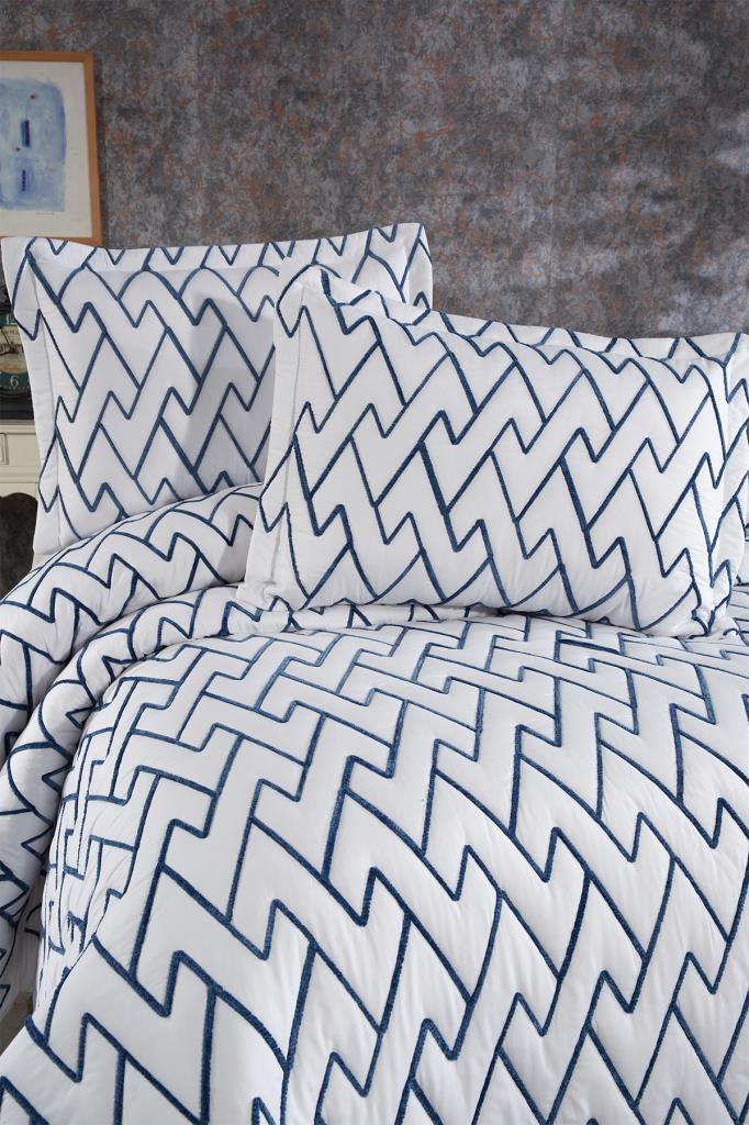 Picture of Maria Kapitoneli Çift Kişilik Yatak Örtüsü 230x240 Krem Mavi